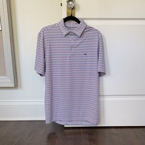Vineyard Vines Red and White Striped On-The-Go Samkatty Polo Shirt